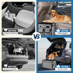 Back Front Seat Extender for Large Dogs Up to 200 Lbs, Adjustable Dog Back Seat Extender with Cushion & Storage Box, Car Organizer Gap Filler for Front or Back Seat,Gray
