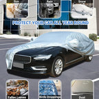 Car Cover Waterproof All Weather, 2023 8 Layers Soft Cotton Fleece Lining Full Exterior Covers with Zipper Door & Lock, Windproof Sun UV Hail Protector Car Cover Fit Sedan 170-190 Inches