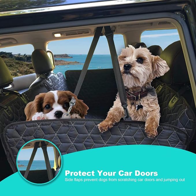 Dog Car Seat Cover for Back Seat, 54" Waterproof Dog Car Hammock with Mesh Window and Side Flaps, 600D Oxford Fabric Pet Seat Protector for Cars, SUVs & Mid-Size Trucks, Black