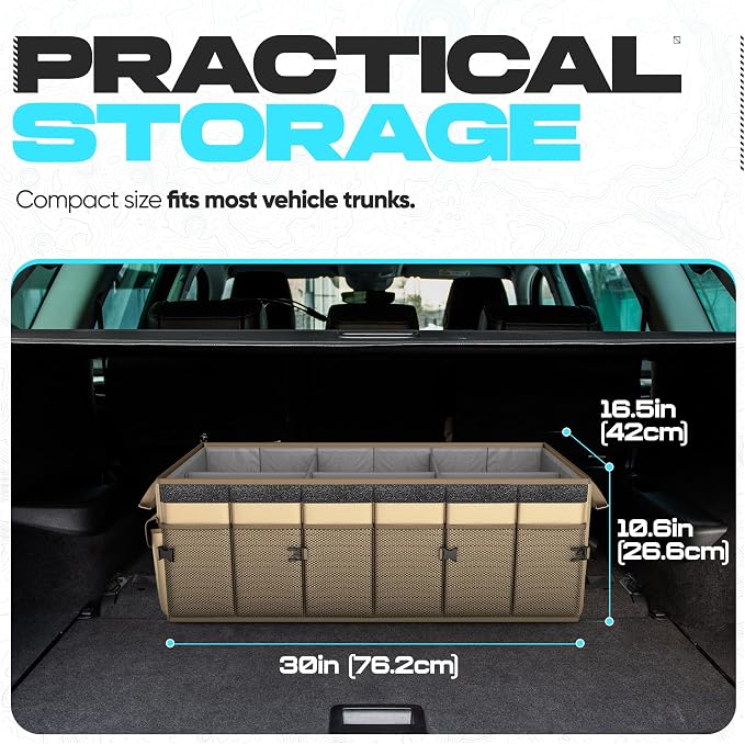 Trunk Organizer For SUV Car Trunk Organizer, Foldable Storage, Car Accessories for Women Men, Collapsible Bag, 600D Oxford, Non Slip Bottom, Straps, Soft Cover (85L)
