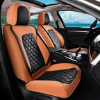 Coverado Universal Car Seat Covers Full Set, Vintage-Style Soft Waterproof Faux Leather Front & Rear Seat Protectors, Comfortable Anti-Stain Interior for Most Vehicles – BrownBlack