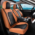 Coverado Car Seat Covers Front Seats, Vintage-Style Soft Waterproof Faux Leather Full Set with Rear Protectors, Comfortable Anti-Stain Interior for Most Vehicles – BrownBlack