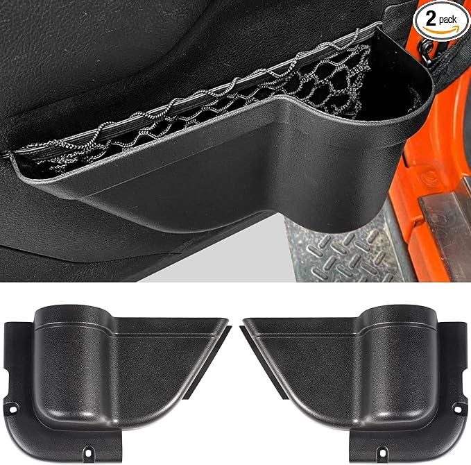 Front Door Pockets, 2PCS Jeep Wrangler Door Side Cup Holder for 2011-2018 Jeep Wrangler JK JKU 2/4 Door, Jeep Wrangler Accessories for Saggy Nets Replacement