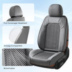 Coverado Seat Covers Full Set, 5 Seats Universal Seat Covers for Cars, Gray Car Seat Covers Front Seats Back Seat Cover, Breathable Car Seat Cushion, Leather Seat Cover Seat Protector Fit Most Cars