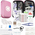 277PCS Compact Emergency First Aid Kit for Car Business Travel Size Backpacking Gear Bag Camping Essentials Survival Kit Supplies for Road Trips, Hiking, Outdoor Play Pink