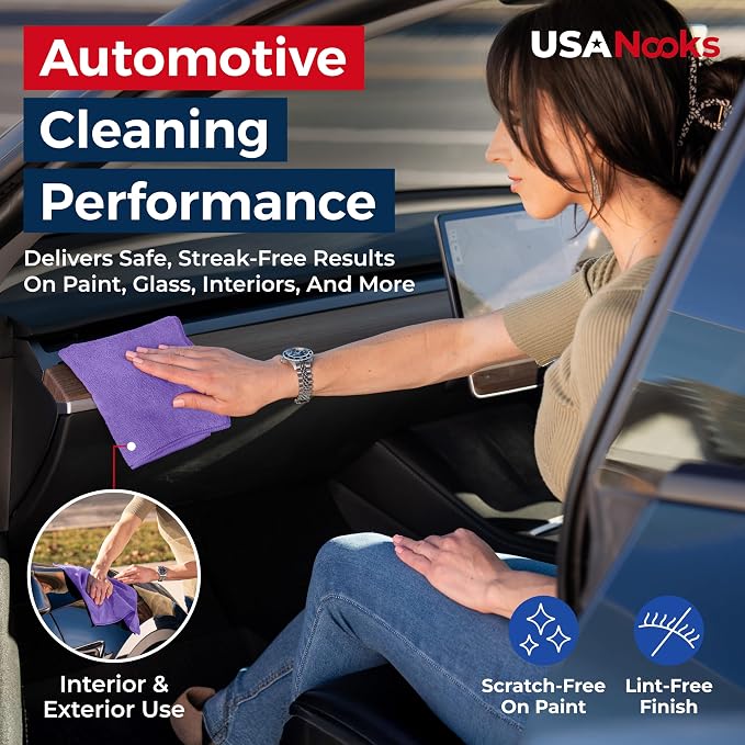 Premium 300GSM Microfiber Cleaning Cloth - 12.5"x12.5" High Performance - 1200 Washes, Ultra Absorbent Microfiber Towels for Cars Undercarriage, Rims & Engine Bay Cleaning - Microfiber Cloth