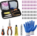 Tire Repair Screws Kit, 66pcs Tire Plug Kit, with Pliers, Screwdriver, Gloves, Glue and Storage Case, Emergency Flat Tire Puncture Repair, No Tire Removal Needed