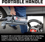 Powerbuilt Biggie Smalls 2.5-Ton Off-Road Trolley Jack with 4" Oversized Wheels, Saddle Extension, Integrated Handle Storage, Portable Design for SUVs, Trucks, and Off-Road Vehicles 620683ECE