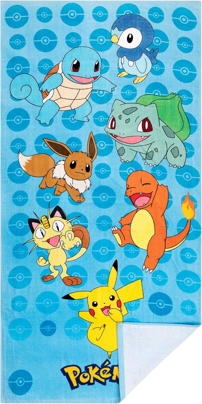 Kids Super Soft Cotton Beach Towel, 58 in x 28 in, Pokemon