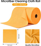 Microfiber Cleaning Cloth Roll–100 Pack, Tear Away Microfiber Towels, Reusable, Washable, Scratch-Free, Kitchen Towels for Car, Home, Kitchen, Glass, Dishes(Tangerine Yellow)