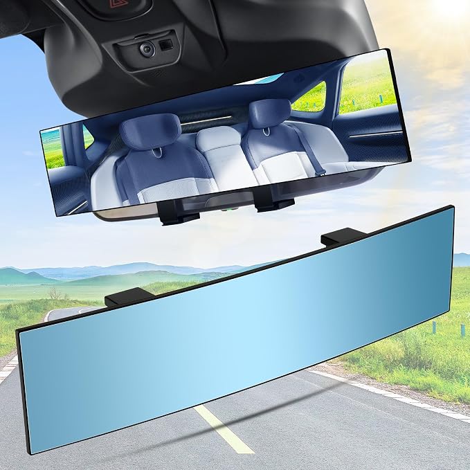 Interior Rearview Mirrors, Universal Panoramic Car Rear View Mirror Accessories, Wide Angle Reduce Blind Spot Effectively for Car, Jeep, Truck, Motorcycle, Tractor, ARB, ATV, SUV, RV, Blue