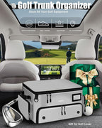 Golf Trunk Organizer, Waterproof Car Golf Locker with Separate Ventilated Compartment for 2 Pair Shoes, Golf Storage for Balls, Tees, Cap, Clothes, Gloves, Accessories, Gifts for Men, Women