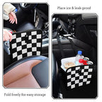 Car Trash Can Car Organizer Car Garbage Can with Adjustable Strap for Back Front Seat Console Waterproof Leakproof Collapsible Portable 8.66 Inch Checkerboard
