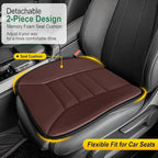 3-Piece Car Seat Cushion Set, 1.2inch Memory Foam Comfort, 2 Front Automotive Seat Cushions + Rear Bench Cushion, Non-Slip Bottom, Fits Sedan SUV Truck Van, Car & Office Chair, Brown
