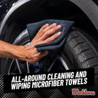 Workhorse Professional Grade Microfiber Towels for Cars - Black 16x16 Inch Microfiber Cleaning Cloths for Home & Pet Drying, Soft & Scratch-Free, Drying & Cleaning, 3 Count (Pack of 2)