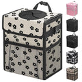 Car Trash Can with Lid, Leakproof Car Trash Bag Hanging Waterproof Automotive Garbage Can with Storage Pockets Mini Vehicle Trash Bin for Back/Front Seat(Black Flower,3 Gallon)