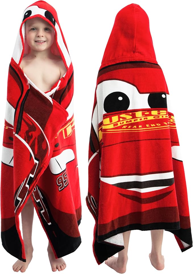 Cars Boys Towel, Lightning McQueen Swimming Towels for Kids, Wearable Bath Towels, Wrap Beach Towel, Red One Size