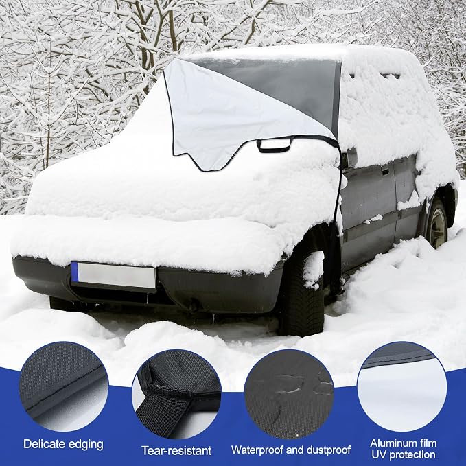 Subody Cldkz Windshield Cover for ice and Snow | 600D Three-Layer Composite Waterproof,Sunshade,Dustproof Fabric |Windshield Snow Cover for car, SUV, Truck|Winter car Accessories|car Windshield Cover