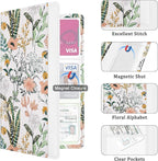 Car Registration and Insurance Holder, with Magnetic Closure for License, Cards and Documents, All Vehicle Needs and Car Accessories (Flower and Grass)