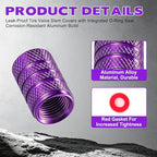 12PCS Tire Valve Stem Caps, Car Exterior Accessories, Aluminum Alloy Valve Cover Universal for Cars, Trucks, Motorcycles and Bicycles (Purple)