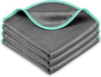 Airlab Glass Polishing Cloth Streak Free Miracle Cleaning Cloth Lint Free Microfiber Cleaning Rags for Glasses Kitchen Dish Mirrors Easy Clean, Pack of 3, 12" x 12", Grey-Green