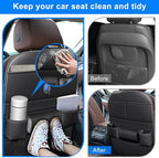 Back Seat Protector 2 Pack Fit for Toyota Grand Highlander Car Kick Mats with Cup & Tissue Storage Organizer Pockets Waterproof Dirt Proof Faux Leather Auto Accessories for Kids(1 Pair Black)