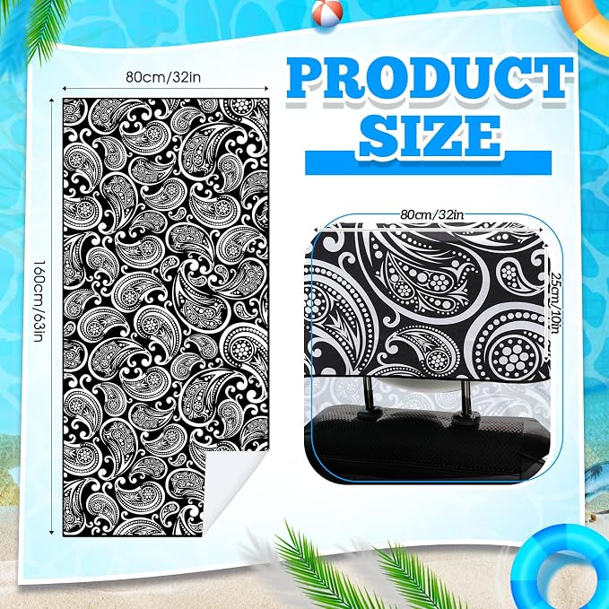 Car Seat Towel Covers with Storage Bag, 63 x 32 Inch Universal Non Slip Waterproof Sweat Protector for Car Truck, Gym Swimming Running, Machine Washable(2 Pack,Paisley)