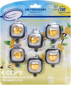 French Osmanthus Scent Car Air Freshener Vent Clip 6 Ct | Long Lasting Up To 180 Days Car Refresher, Auto Interior Odor Eliminator Fragrance Oil Perfume Accessory, 4ml Each