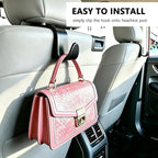Car Seat Hooks 4 Pack, Headrest Hooks for Purses Groceries Bags with Metal Lock, Car Purse Holder Seat Back Storage Hooks