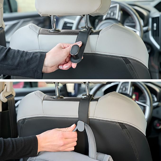 Headrest Hook (2-Pack) - Car Accessories | For Hanging Bags And Purses, Simple Seat Back Hangers, Car Essentials, Road Trip Essentials For Adults