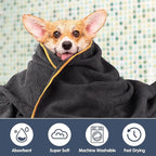 Super Absorbent Microfiber Bath Towel for Dogs and Cats - 30 x 50 Inch, Dark-Gray, Suitable for Small, Medium, Large Pets