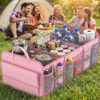 Trunk Organizer for SUV, Large trunk organizer for car, Collapsible Multi-Compartment Car Trunk Organizer, Sturdy Cargo Trunk Storage Organizer, Non Slip Bottom