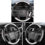 Car Steering Wheel Cover Large Size for F150 F250 F350 Ram 4Runner Tacoma Tundra Range Rover with 15 1/2 inches-16 inches Outer Diameter, Black and Gray Microfiber Leather
