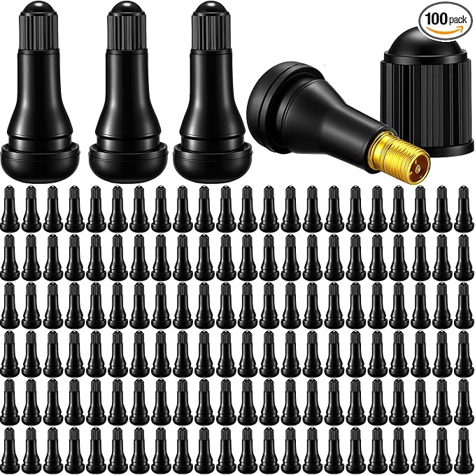 100 Pieces TR413 Valve Stems Tubeless Bulk Rubber Snap-in Valve Stems for 0.453 Inch Rim Holes, Black Standard Length Replacement Tool for Car Tubeless Replacement