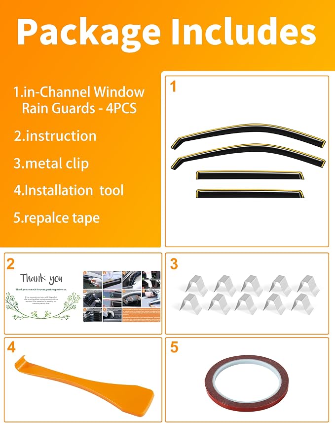 in-Channel Window Rain Guard for Fit for Honda CRV 2023-2026 CR-V Rain Guards Side Window Visors Low Profile Vent Visor Window Deflectors Vent Shades Car Accessories