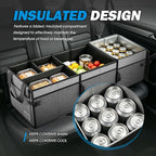 Trunk Organizer for SUV, Large Capacity Car Organizer and Storage with 5 Compartment and 1 Cover, Foldable Trunk Organizer for Car, 90L Grey
