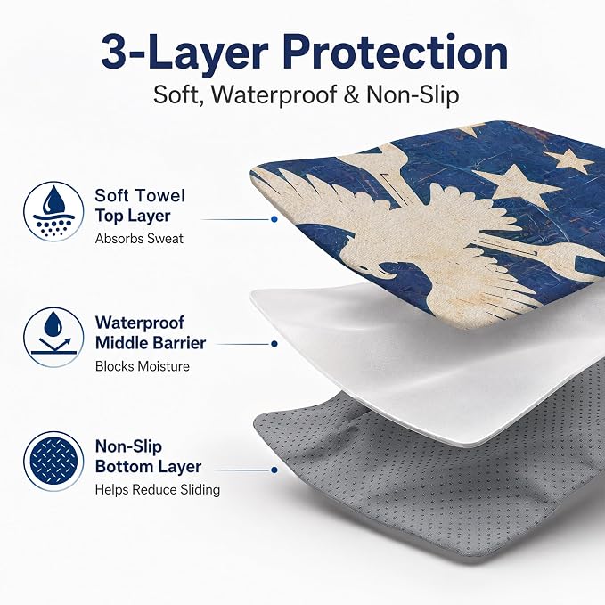 Car Seat Towel Cover 2 Pack for Front Seats, Sweat Absorbent Car Seat Protector with Non-Slip Backing, Waterproof Towel Car Seat Covers for Runners, Gym, Swimming, Beach, Pets, Mechanic Eagle