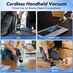 Handheld Car Vacuum Cleaner, Cordless with Brushless Motor, 120W, 3-in-1 Vacuum, Blow and Inflate, Multiple Nozzle Attachments