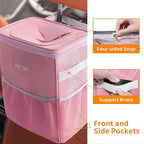 Car Trash Can with Lid and Storage Pockets - 100% Leak-Proof Organizer, Waterproof Garbage Can, Multipurpose Trash Bin for Car, 2 Gallons, Pink