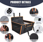 Dog Car Seat for Large Medium Dogs, Dog Car Seat Cover for Back Seat, Foldable Pet CarSeat with Safety Belt, Waterproof Fabric & Breathable Mesh, Back Seat Cover for Dogs Under 40lbs (Large, Orange)