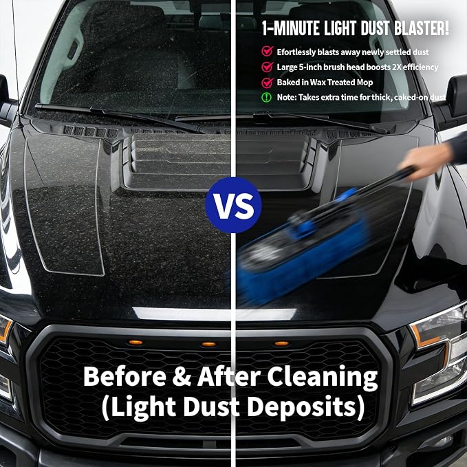 Car Duster Exterior - Wax Treated Cotton & Extendable Handle | Aluminum Alloy Handle Scratch Free Cleaning Brush for Cars, Trucks, SUVs, RVs, Motorcycles | Waterless Dust & Pollen Remover