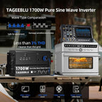 1700W Pure Sine Wave Power Inverter 12V DC to 110V 120V AC for Solar, Truck | Inverter for Car with 4 AC Outlets & 4 USB (30W QC & PD), LCD Display, 3400W Peak, Car Converter for RV Home Off-Grid Camping
