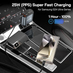 [2 Pack] Retractable Car Charger 4 in 1 Fast Car Phone Charger 69W, USB C Car Truck Accessories Adapter with 2X Retractable Charger Cords and 2X USB Ports for i Phone 17/16/15/14, for Samsung S25/S24