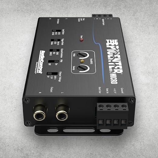 The EPICENTER Micro Bass Restoration Processor & Line Output Converter, Compact Car Audio Bass Booster Enhancer, Line Level & Speaker Level Inputs, Includes Dash Mount Remote Control Knob