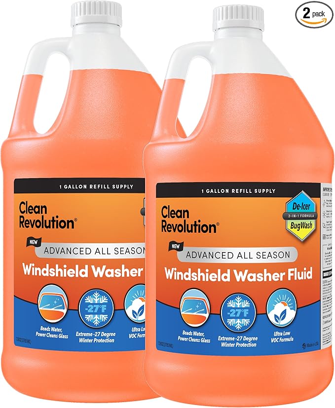 Advanced All Season Windshield Washer Fluid | Ultra Low VOC Formula | Extreme -27°F Winter Protection |128 Fl. Oz | 2 Pack