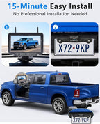 1080P HD 7-Inch Wireless Backup Camera: 15-Min Easy Install Plug & Play - Continuous Loop Recording with One-Button Playback Rear View Camera for Truck Pickup Car SUV Parking Safety Towing Assistance