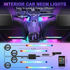 Car Led Interior Lights，4pcs 48 LED Multicolor Music Car Interior Accessories Under Dash Lighting Waterproof Kit with Sound Active Function and Wireless Remote Control, Car Charger Included