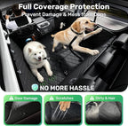 Heavy-Duty Dog Truck Seat Cover, Flat Solid Back Seat Extender for Multi Large Dogs, Hard Bottom Supports 450 lb, Waterproof Hammock Protector, XL for Full-Size Crew Cab Trucks & SUVs, Black