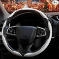 3PCS Carbon Fiber Steering Wheel Cover-Segmented Clip-On Design Anti-Slip & Scratch Resistant Universal Fit 14.5"-16" for Cars/Truck/SUV Great Gift for Men & Women