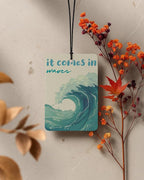 Coastal Beach Car Air Freshener 4 Pcs Coconut Scented, Ocean Waves Surfboard Conch Starfish Car Accessories Mirror Decor for Women, Beachy Hanging Air Freshener for Cars Closet Drawer Books